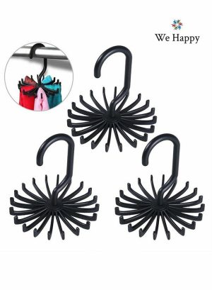 Storage & Organization | Pack Of 3 Tie Holder Belt Hanger With Rotating 20 Hooks Durable Scarf And Accessories Organizer Black Home Storage & Organization