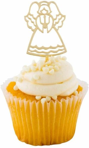 Bakeware | Top Cake Mirrored Gold Acrylic Angel Cake Topper – 3" X 1 1/4" – 100 Count Box – /Angel Bakeware Bakeware